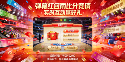 弹幕红包雨比分竞猜互动活动展示图