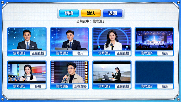 多路直播信号源切换界面展示图